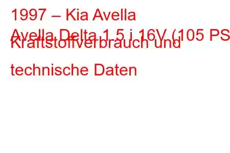 1997 – Kia Avella
Avella Delta 1.5 i 16V (105 PS) Kraftstoffverbrauch und technische Daten