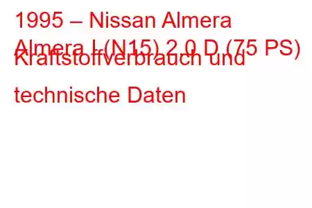 1995 – Nissan Almera
Almera I (N15) 2.0 D (75 PS) Kraftstoffverbrauch und technische Daten