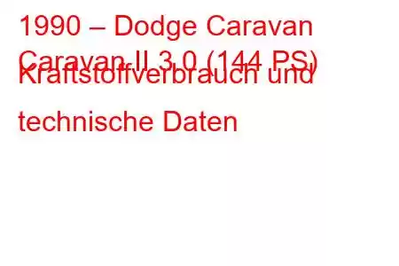 1990 – Dodge Caravan
Caravan II 3.0 (144 PS) Kraftstoffverbrauch und technische Daten