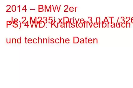 2014 – BMW 2er Je 2 M235i xDrive 3.0 AT (326 PS) 4WD. Kraftstoffverbrauch und technische Daten