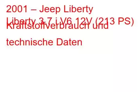 2001 – Jeep Liberty
Liberty 3.7 i V6 12V (213 PS) Kraftstoffverbrauch und technische Daten