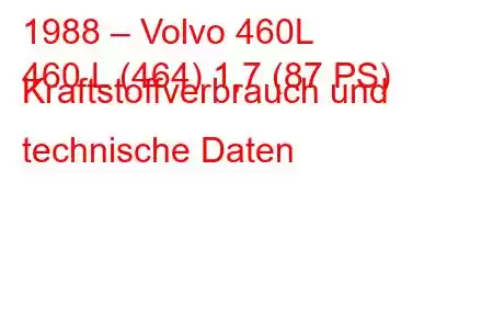 1988 – Volvo 460L
460 L (464) 1,7 (87 PS) Kraftstoffverbrauch und technische Daten