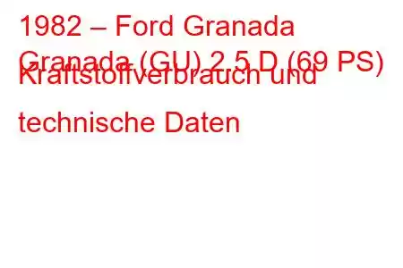 1982 – Ford Granada
Granada (GU) 2.5 D (69 PS) Kraftstoffverbrauch und technische Daten