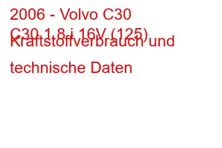 2006 - Volvo C30
C30 1.8 i 16V (125) Kraftstoffverbrauch und technische Daten