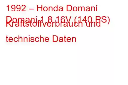 1992 – Honda Domani
Domani 1.8 16V (140 PS) Kraftstoffverbrauch und technische Daten