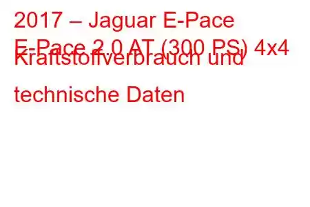 2017 – Jaguar E-Pace
E-Pace 2.0 AT (300 PS) 4x4 Kraftstoffverbrauch und technische Daten