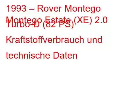 1993 – Rover Montego
Montego Estate (XE) 2.0 Turbo-D (82 PS) Kraftstoffverbrauch und technische Daten