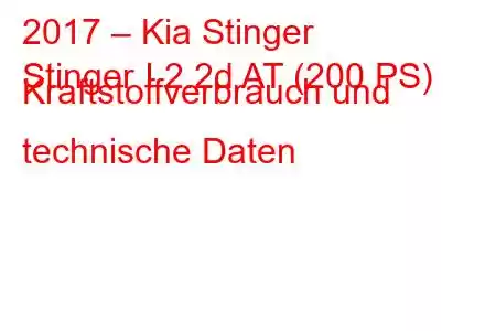 2017 – Kia Stinger
Stinger I 2.2d AT (200 PS) Kraftstoffverbrauch und technische Daten