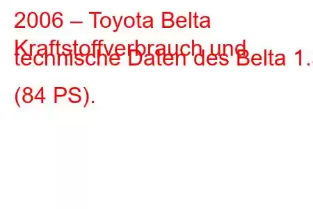 2006 – Toyota Belta
Kraftstoffverbrauch und technische Daten des Belta 1.3 (84 PS).