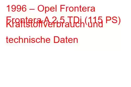 1996 – Opel Frontera
Frontera A 2.5 TDi (115 PS) Kraftstoffverbrauch und technische Daten