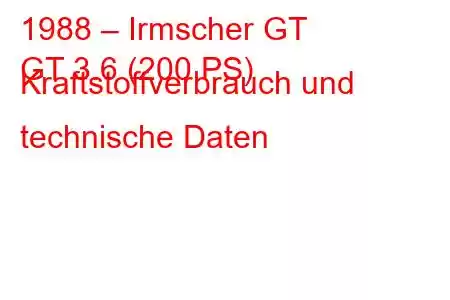 1988 – Irmscher GT
GT 3.6 (200 PS) Kraftstoffverbrauch und technische Daten