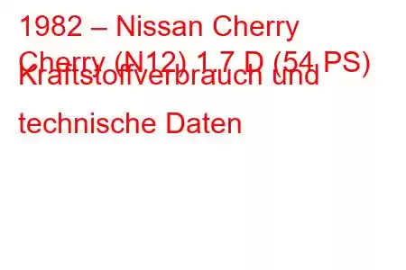 1982 – Nissan Cherry
Cherry (N12) 1.7 D (54 PS) Kraftstoffverbrauch und technische Daten