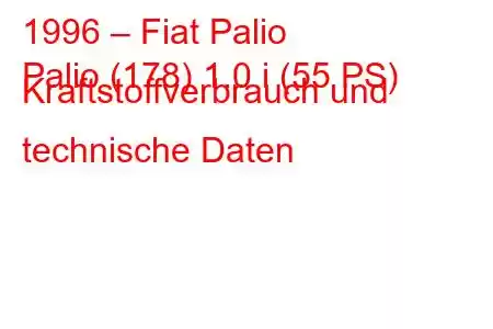 1996 – Fiat Palio
Palio (178) 1.0 i (55 PS) Kraftstoffverbrauch und technische Daten