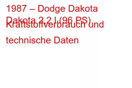 1987 – Dodge Dakota
Dakota 2,2 l (96 PS) Kraftstoffverbrauch und technische Daten