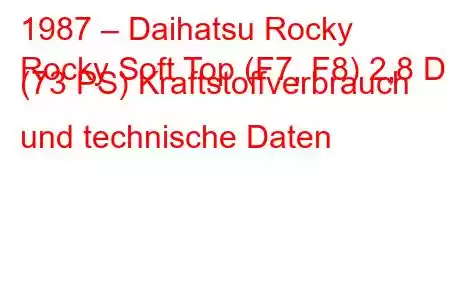 1987 – Daihatsu Rocky
Rocky Soft Top (F7, F8) 2,8 D (73 PS) Kraftstoffverbrauch und technische Daten