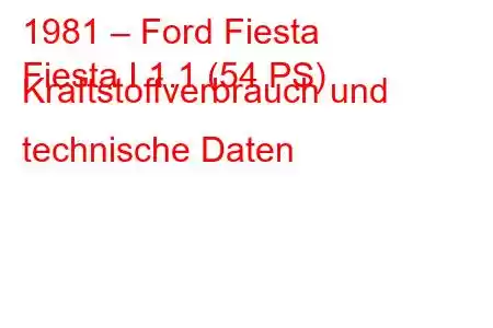 1981 – Ford Fiesta
Fiesta I 1.1 (54 PS) Kraftstoffverbrauch und technische Daten