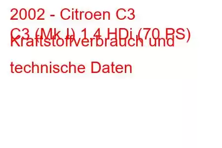 2002 - Citroen C3
C3 (Mk I) 1,4 HDi (70 PS) Kraftstoffverbrauch und technische Daten