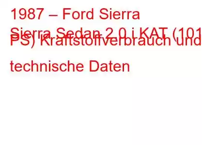 1987 – Ford Sierra
Sierra Sedan 2.0 i KAT (101 PS) Kraftstoffverbrauch und technische Daten