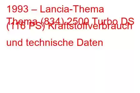 1993 – Lancia-Thema
Thema (834) 2500 Turbo DS (116 PS) Kraftstoffverbrauch und technische Daten