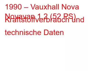 1990 – Vauxhall Nova
Novavan 1.2 (52 PS) Kraftstoffverbrauch und technische Daten