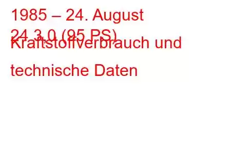 1985 – 24. August
24 3,0 (95 PS) Kraftstoffverbrauch und technische Daten