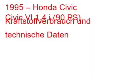 1995 – Honda Civic
Civic VI 1.4 i (90 PS) Kraftstoffverbrauch und technische Daten