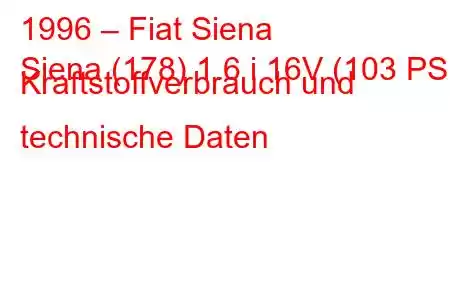 1996 – Fiat Siena
Siena (178) 1.6 i 16V (103 PS) Kraftstoffverbrauch und technische Daten