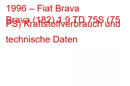 1996 – Fiat Brava
Brava (182) 1.9 TD 75S (75 PS) Kraftstoffverbrauch und technische Daten