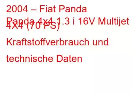 2004 – Fiat Panda
Panda 4x4 1.3 i 16V Multijet 4X4 (70 PS) Kraftstoffverbrauch und technische Daten