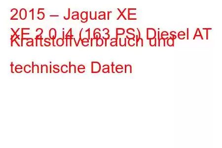 2015 – Jaguar XE
XE 2.0 i4 (163 PS) Diesel AT Kraftstoffverbrauch und technische Daten