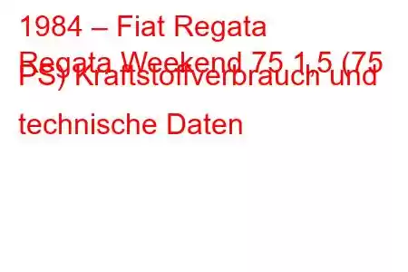 1984 – Fiat Regata
Regata Weekend 75 1,5 (75 PS) Kraftstoffverbrauch und technische Daten