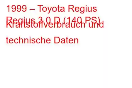 1999 – Toyota Regius
Regius 3.0 D (140 PS) Kraftstoffverbrauch und technische Daten