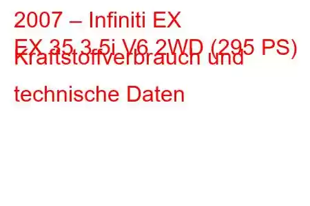 2007 – Infiniti EX
EX 35 3.5i V6 2WD (295 PS) Kraftstoffverbrauch und technische Daten