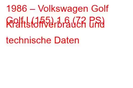 1986 – Volkswagen Golf
Golf I (155) 1,6 (72 PS) Kraftstoffverbrauch und technische Daten