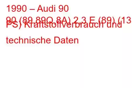 1990 – Audi 90
90 (89,89Q,8A) 2,3 E (89) (133 PS) Kraftstoffverbrauch und technische Daten