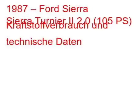 1987 – Ford Sierra
Sierra Turnier II 2.0 (105 PS) Kraftstoffverbrauch und technische Daten