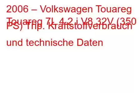 2006 – Volkswagen Touareg
Touareg 7L 4.2 i V8 32V (350 PS) Trip. Kraftstoffverbrauch und technische Daten