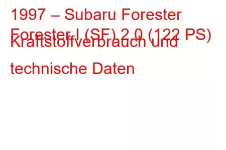 1997 – Subaru Forester
Forester I (SF) 2.0 (122 PS) Kraftstoffverbrauch und technische Daten