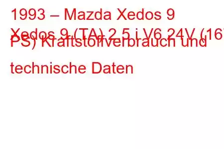 1993 – Mazda Xedos 9
Xedos 9 (TA) 2.5 i V6 24V (167 PS) Kraftstoffverbrauch und technische Daten