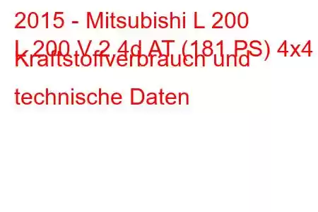 2015 - Mitsubishi L 200
L 200 V 2.4d AT (181 PS) 4x4 Kraftstoffverbrauch und technische Daten