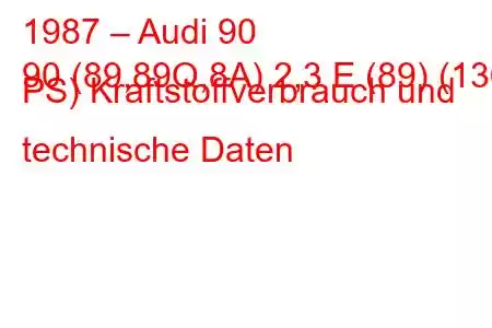 1987 – Audi 90
90 (89,89Q,8A) 2,3 E (89) (136 PS) Kraftstoffverbrauch und technische Daten