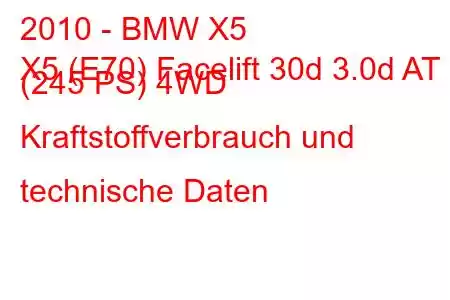 2010 - BMW X5
X5 (E70) Facelift 30d 3.0d AT (245 PS) 4WD Kraftstoffverbrauch und technische Daten