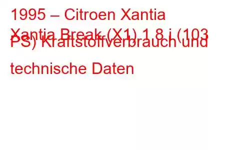 1995 – Citroen Xantia
Xantia Break (X1) 1.8 i (103 PS) Kraftstoffverbrauch und technische Daten