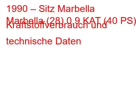 1990 – Sitz Marbella
Marbella (28) 0,9 KAT (40 PS) Kraftstoffverbrauch und technische Daten