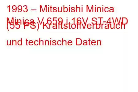 1993 – Mitsubishi Minica
Minica V 659 i 16V ST-4WD (55 PS) Kraftstoffverbrauch und technische Daten