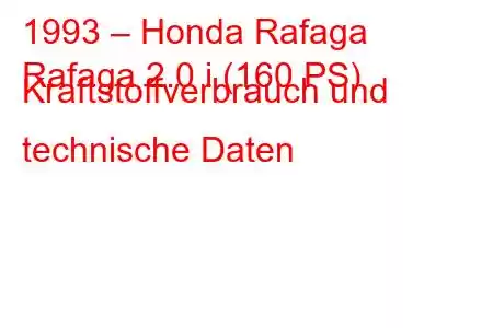 1993 – Honda Rafaga
Rafaga 2.0 i (160 PS) Kraftstoffverbrauch und technische Daten