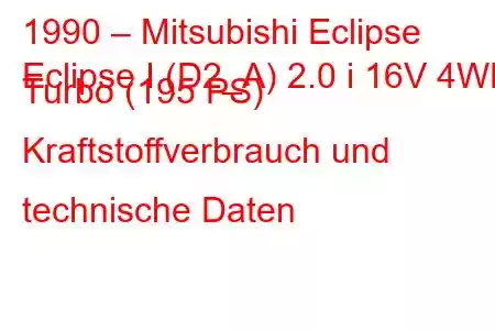 1990 – Mitsubishi Eclipse
Eclipse I (D2_A) 2.0 i 16V 4WD Turbo (195 PS) Kraftstoffverbrauch und technische Daten