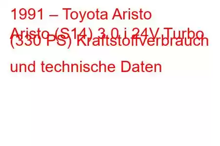 1991 – Toyota Aristo
Aristo (S14) 3.0 i 24V Turbo (330 PS) Kraftstoffverbrauch und technische Daten