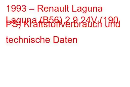 1993 – Renault Laguna
Laguna (B56) 2.9 24V (190 PS) Kraftstoffverbrauch und technische Daten