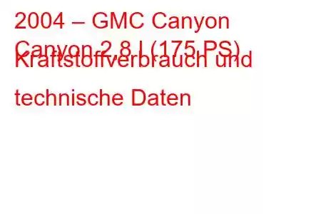 2004 – GMC Canyon
Canyon 2,8 l (175 PS) Kraftstoffverbrauch und technische Daten